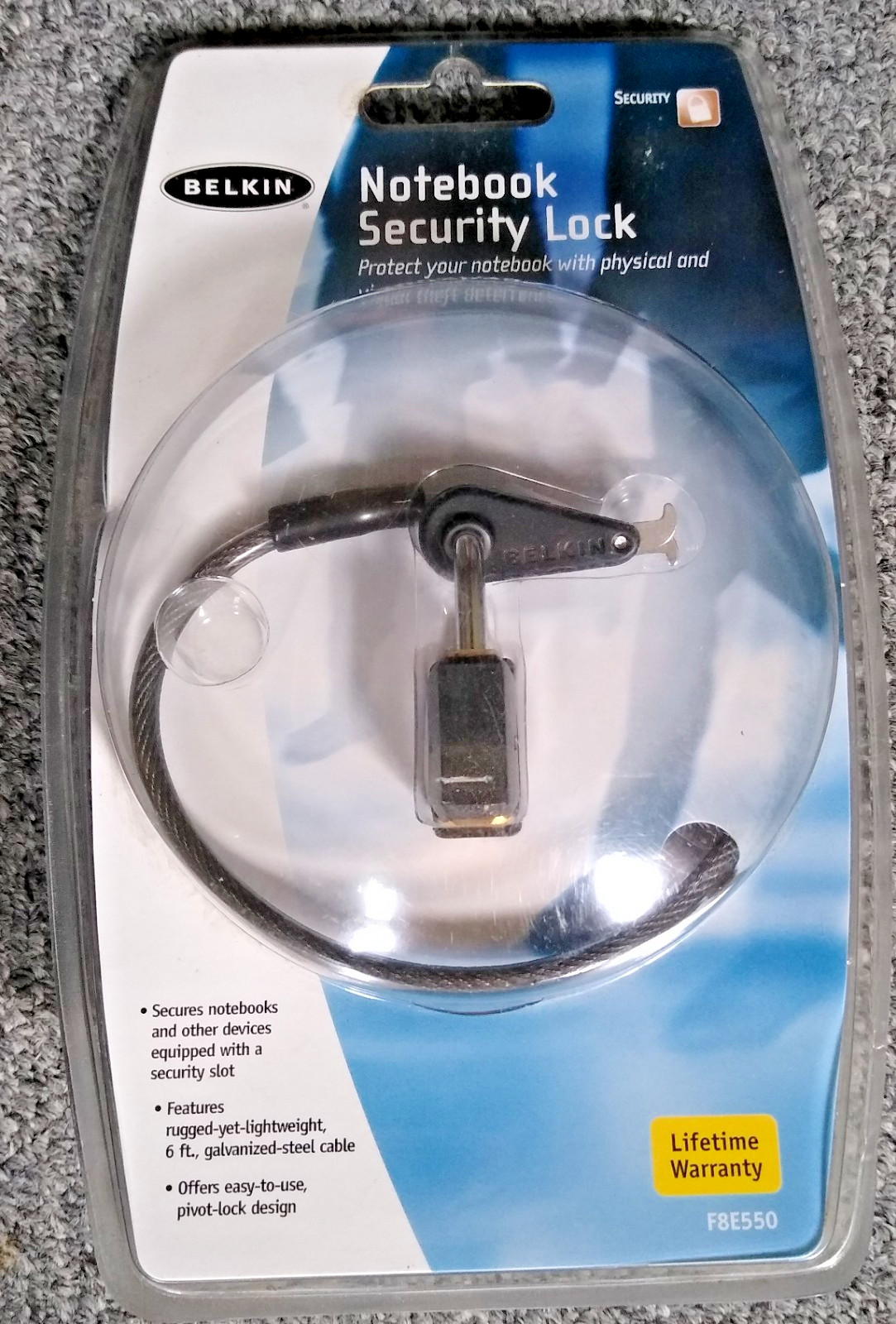 Belkin Laptop Notebook Security Lock w/ 6ft galvanized-steel cable #F8E550 - NEW