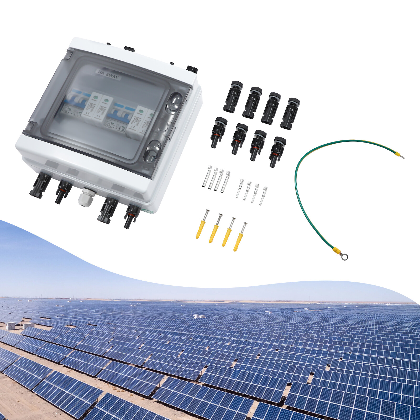 2 String Solar Combiner Box 40A Circuit Breaker for Solar Panels System PC+ABS