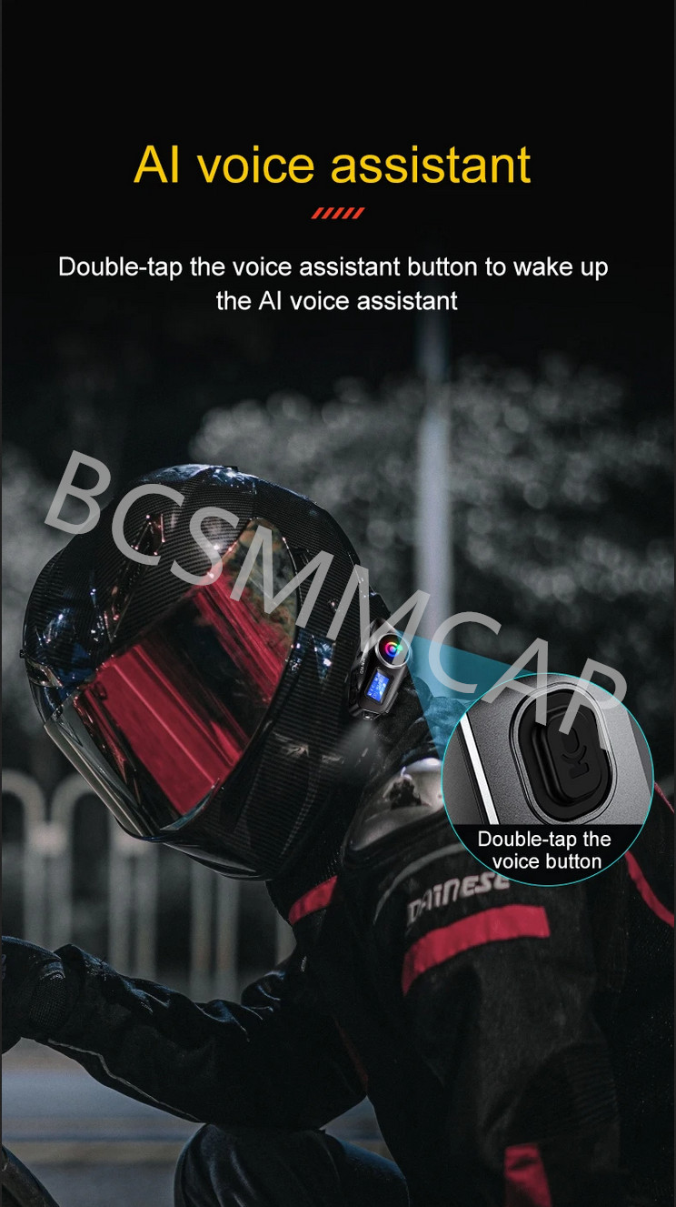 Motorcycle Intercom Helmet Bluetooth Headset Earphone Waterproof For Android/iOS