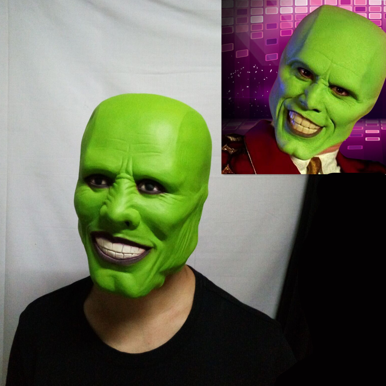 Movie The Mask Jim Carrey Green Latex Mask Cosplay Costume Halloween Party Prop