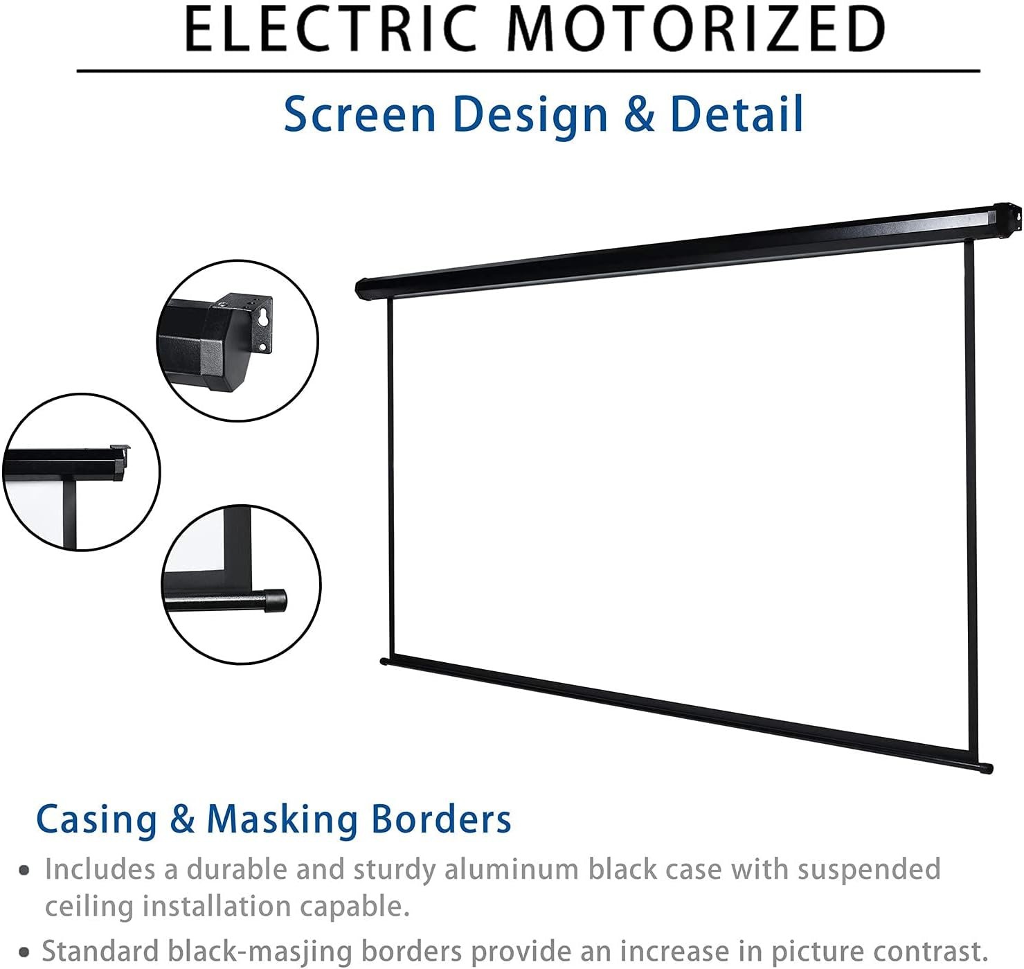 Kayle 120" Motorized Projector Screen Electric Diagonal Automatic Projection ...
