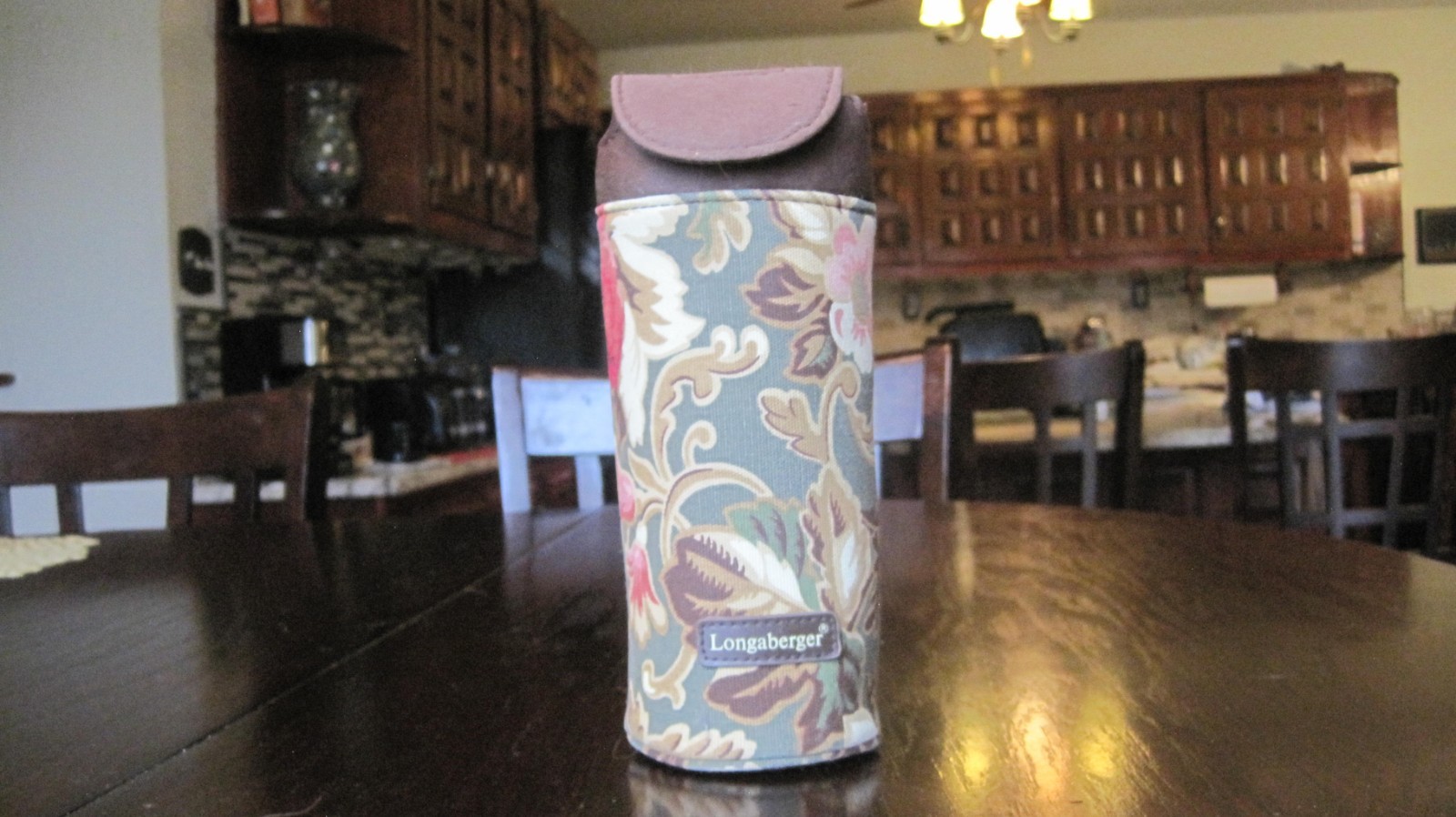 Longaberger Water Bottle Holder Floral Canvas 8" T