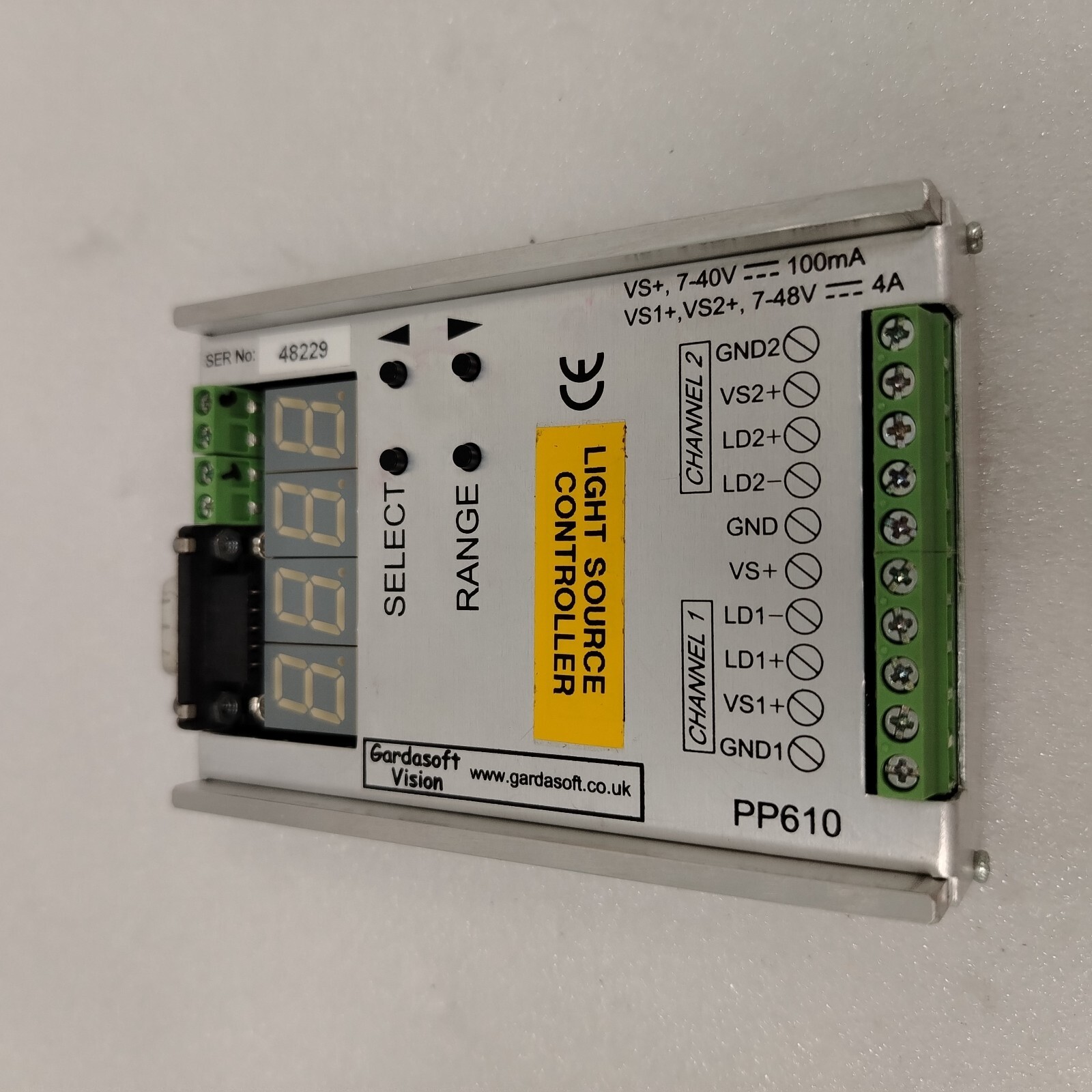 Gardasoft Vision PP610 Light Source Controller Used In Multitest MT9928