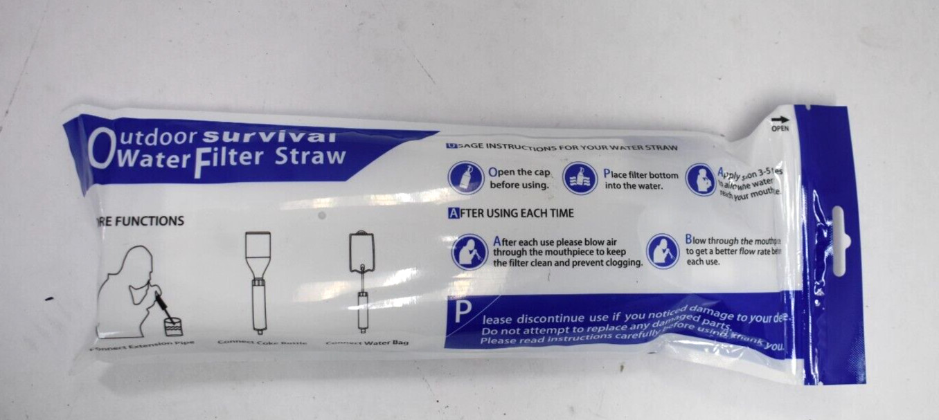 Personal Survival Water Filter Straw Purifier Camping Hiking Travel Gear