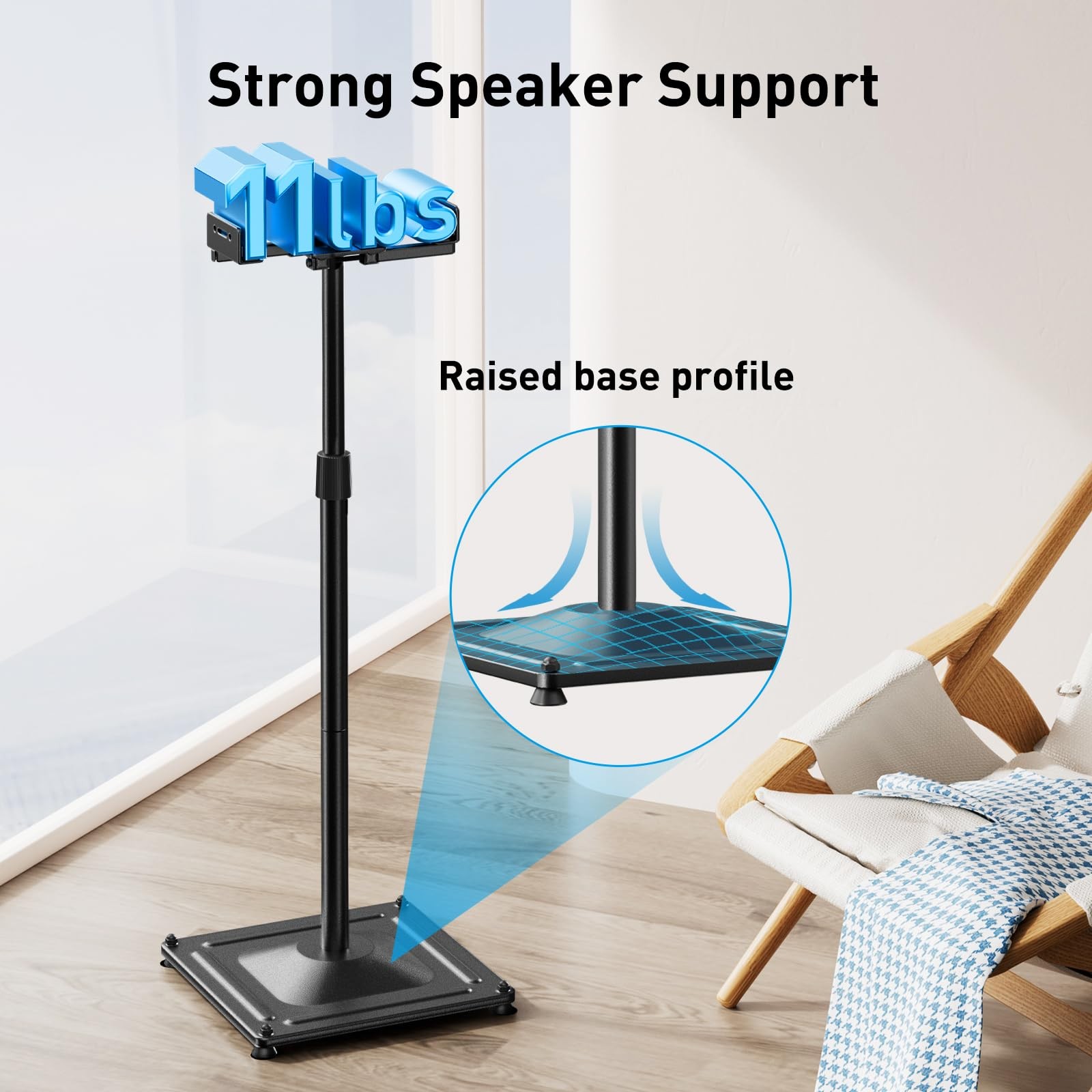 PERLESMITH Universal Speaker Stands for Surround Sound -Height Adjustable Ext...