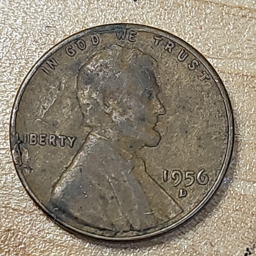 1956 D Wheat Cent Obverse Lamination Error *R51