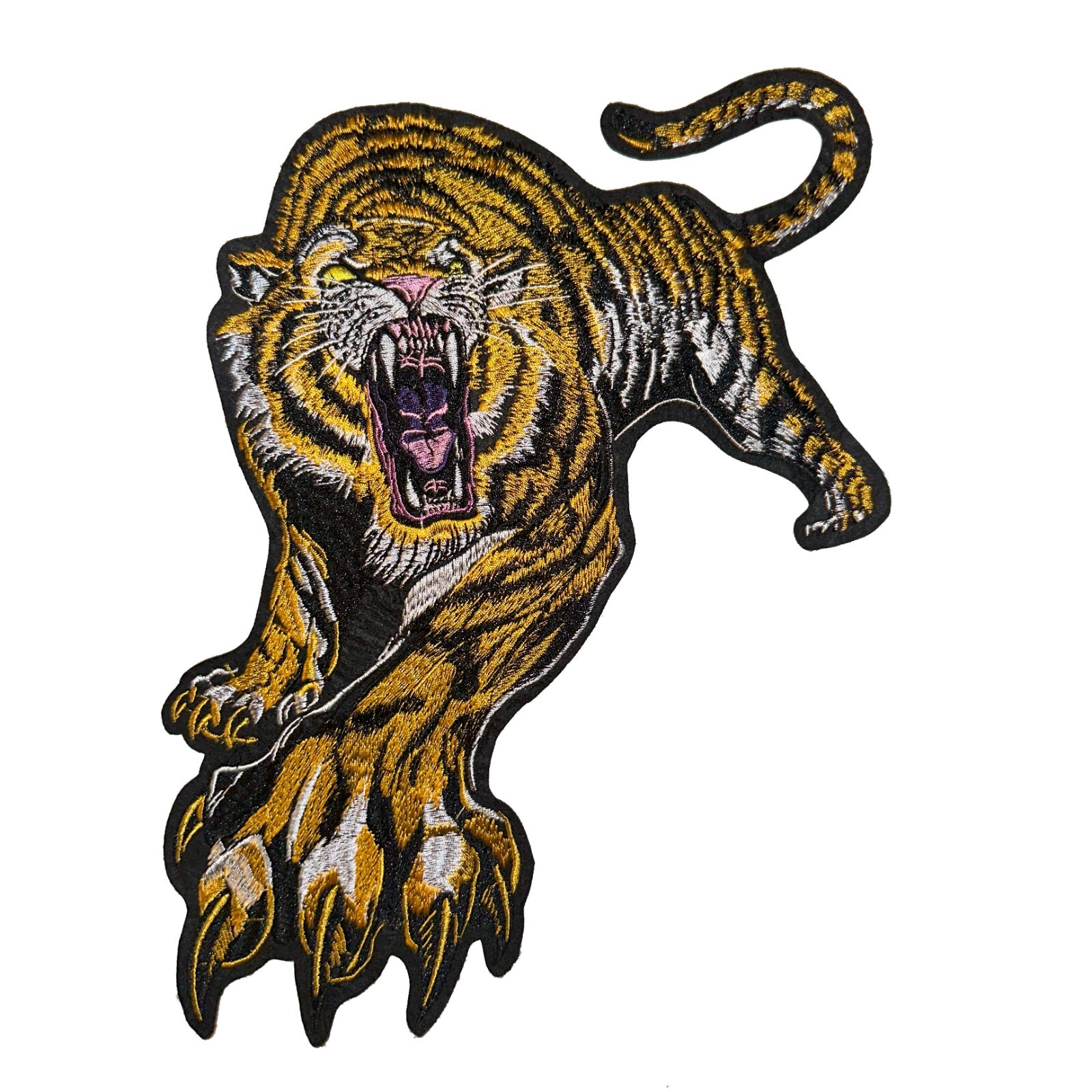 Large  Iron-On Tiger Patch - 10x11.5 inches - Embroidered Sewing Applique