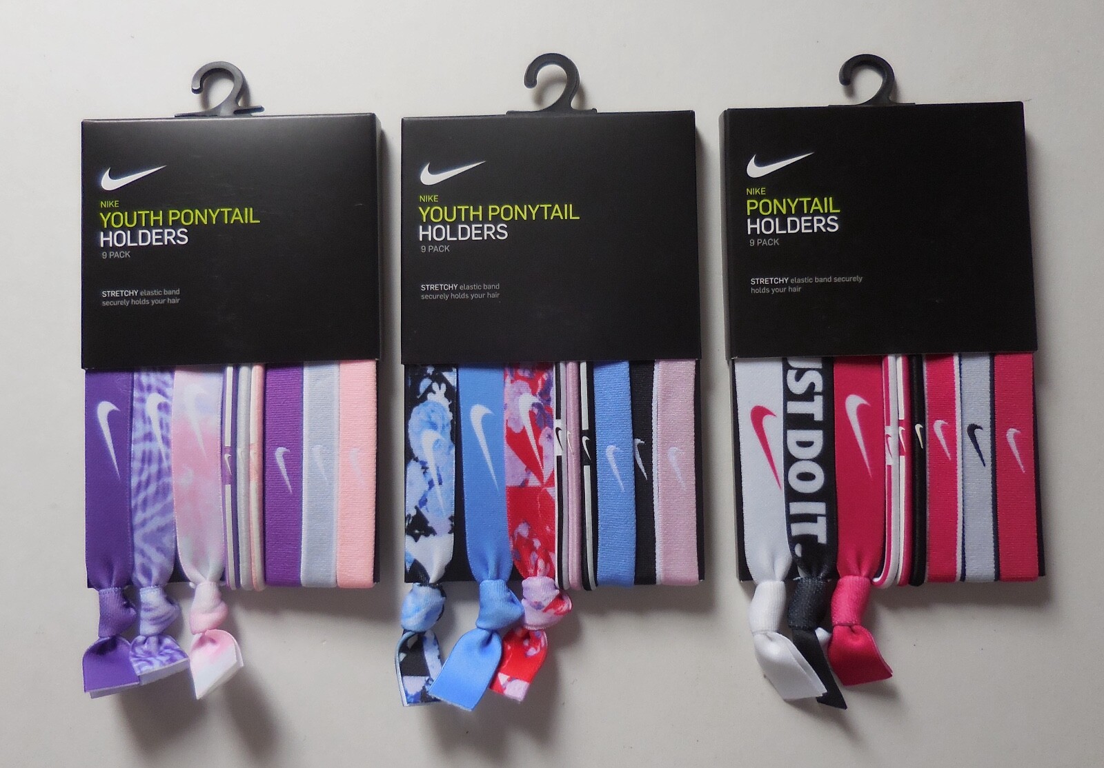 Nike Mixed Ponytail Holder Assorted 9 Pk YOUTH Multicolor Set of 3 Lots #10