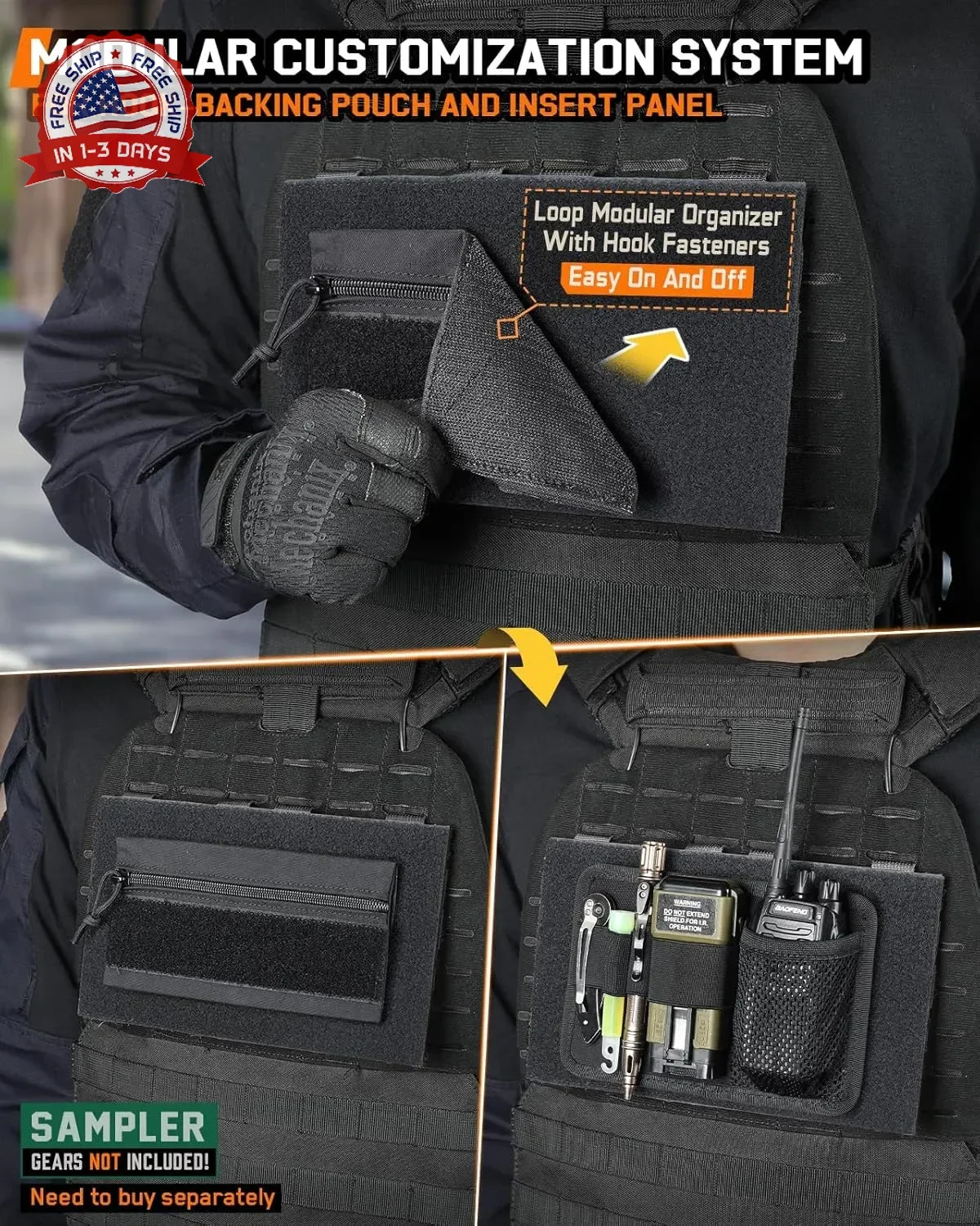 Molle Loop Panel for Tactical Backpack Plate Carrier 1Pcs, Large | 10,2x5,9" Mil
