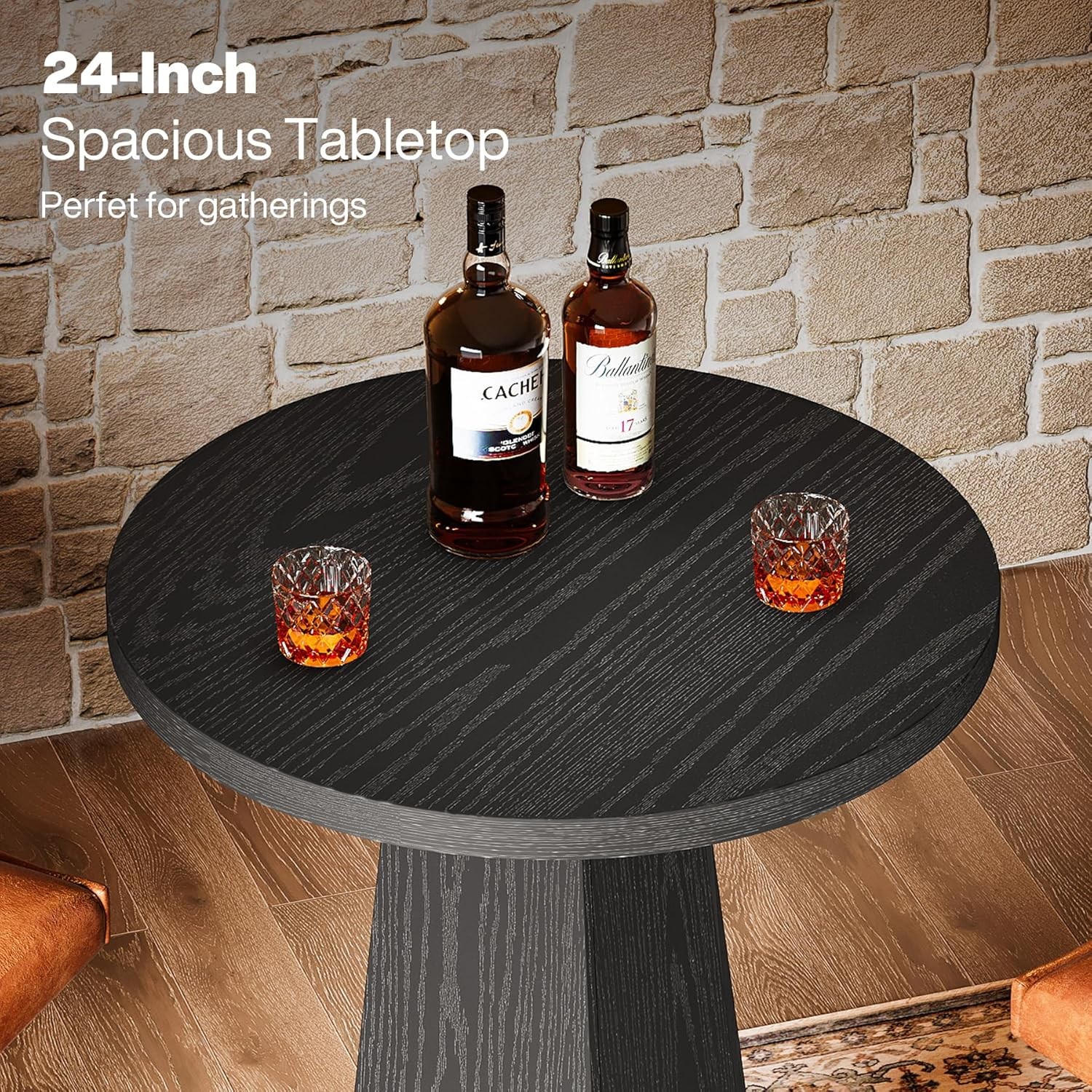 Bar Table, 37.4" High Round Pub Table for Small Bars, Dining Room, Kitchen-Black