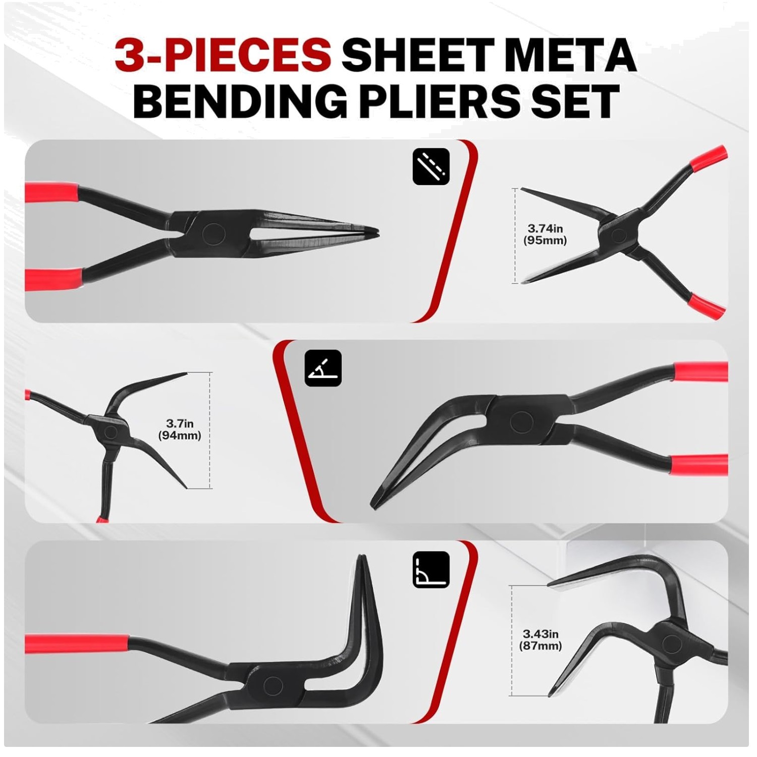 Sheet Metal Pliers Set Straight 45° 90° Bending
