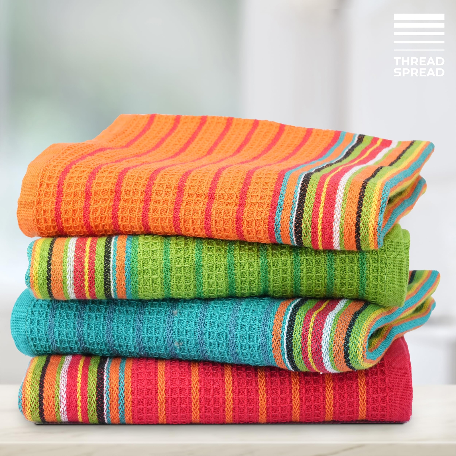 Kitchen Dish Towels 100% Cotton Salsa Towels Set Of 4 16x28 Inches Multi Purpo