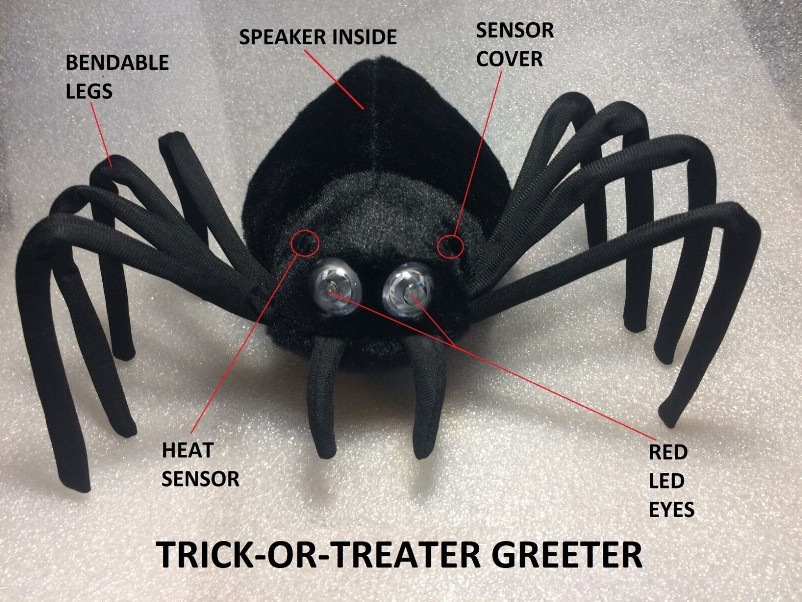TRICK-OR-TREATER GREETER Halloween screaming spider animated web sonic ghost