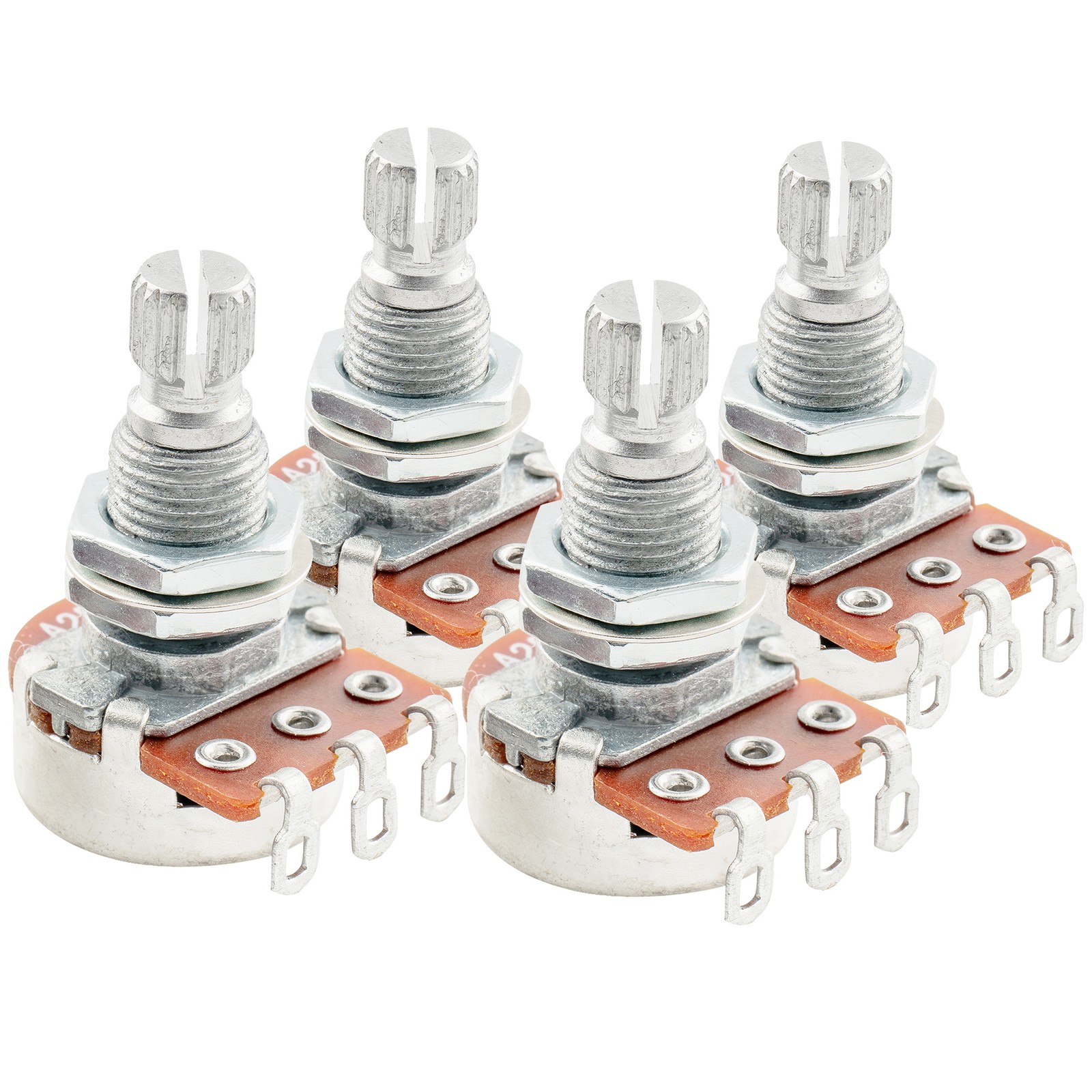 Alpha 4Pcs Mini Metric Audio Taper A250K Split Shaft Pots Guitar Potentiometers