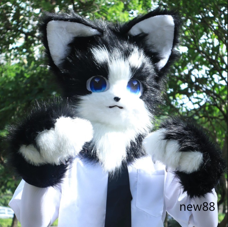 35*50cm Handmade Faux Fur Wearable Beast Head Cosplay Prop Head Mask Gift