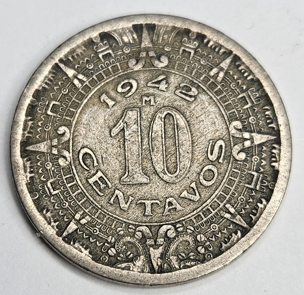 1942 Mexico 10 Ten Centavos - Circulated Mexican Copper Nickel World Coin - L2