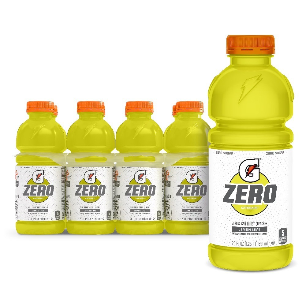 Zero Sugar Thirst Quencher Lemon Lime Sports Drinks, 20 fl oz, 8 Count Bottles