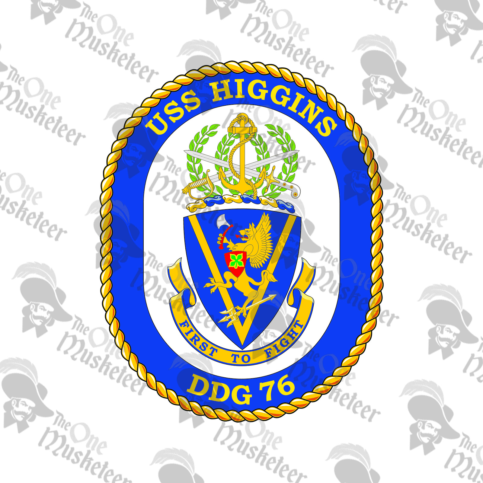 USS HIGGINS DDG76 Emblem- DECAL, QUALITY 3M VINYL