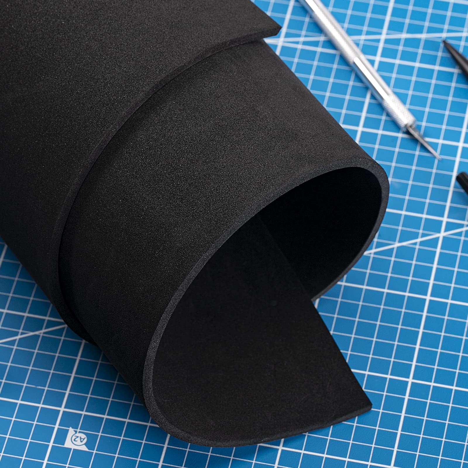 2-Pack Black Eva Foam Sheets roll, Premium eva Thickness-3mm, 2PCS:Black