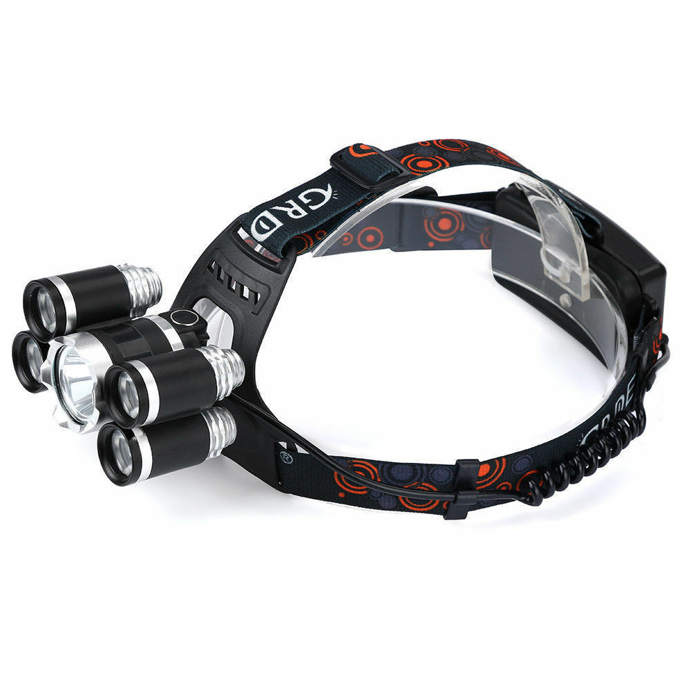 LED Headlamp 5 Head Headlight Flashlight Torch Light