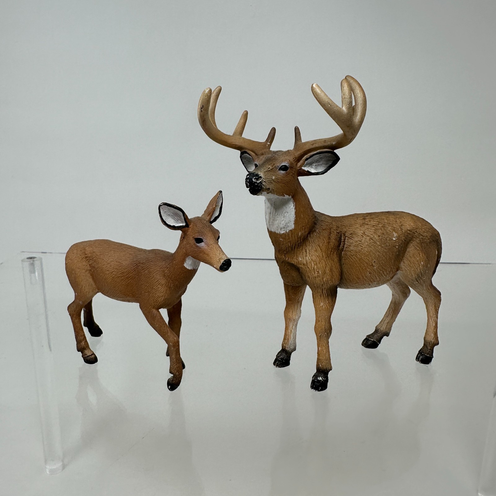 Mojo White Tailed Deer Figures Lot Wildlife Animal Figurine Buck with Baby Set
