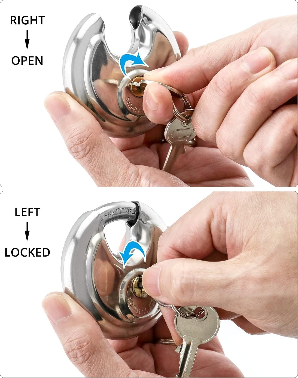 QWORK Keyed Alike Disc Padlock 8 Pack Stainless Steel Locks