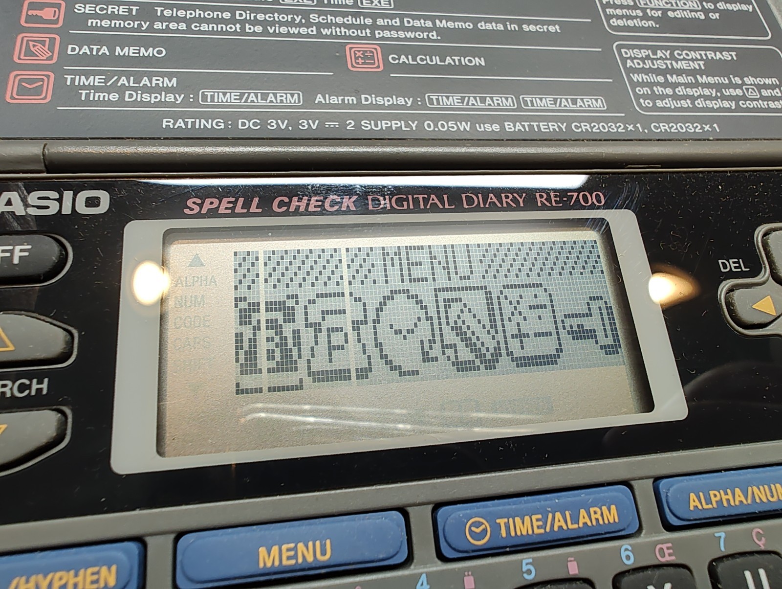 Casio RE-700 Spell Check Digital Diary WORKS