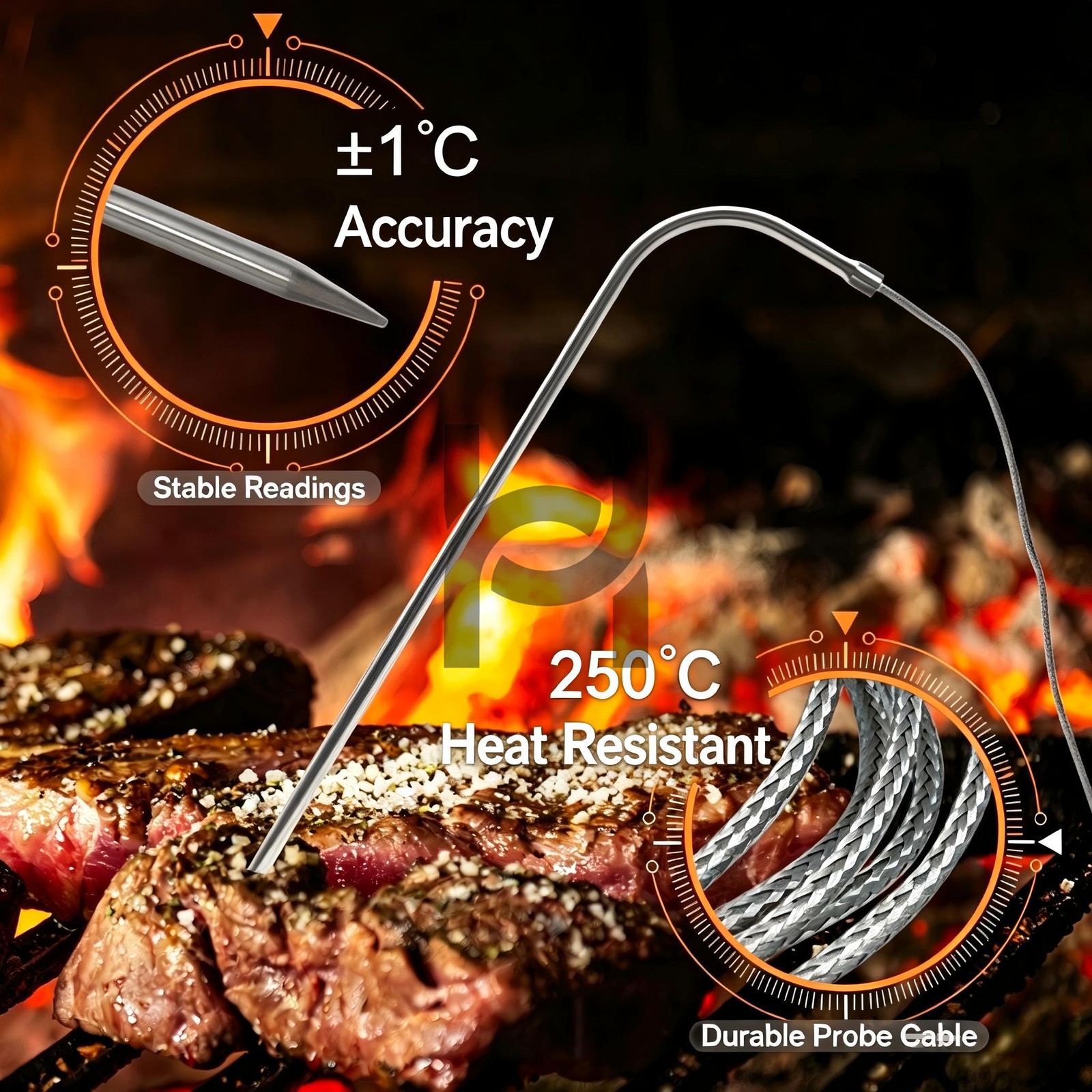 Digital Cooking Meat Thermometer With Timer Probe For Kitchen BBQ Roasting