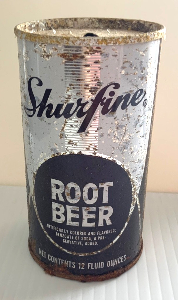 SHURFINE ROOT BEER SODA CAN~SHURFINE CENTRAL CORP., NORTHLAKE, ILL.