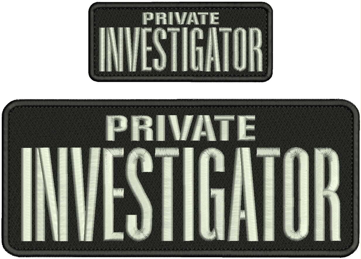 Collectible Embroidery Patch Private  I 4x10 & 2x5 With Hook Silver On Black