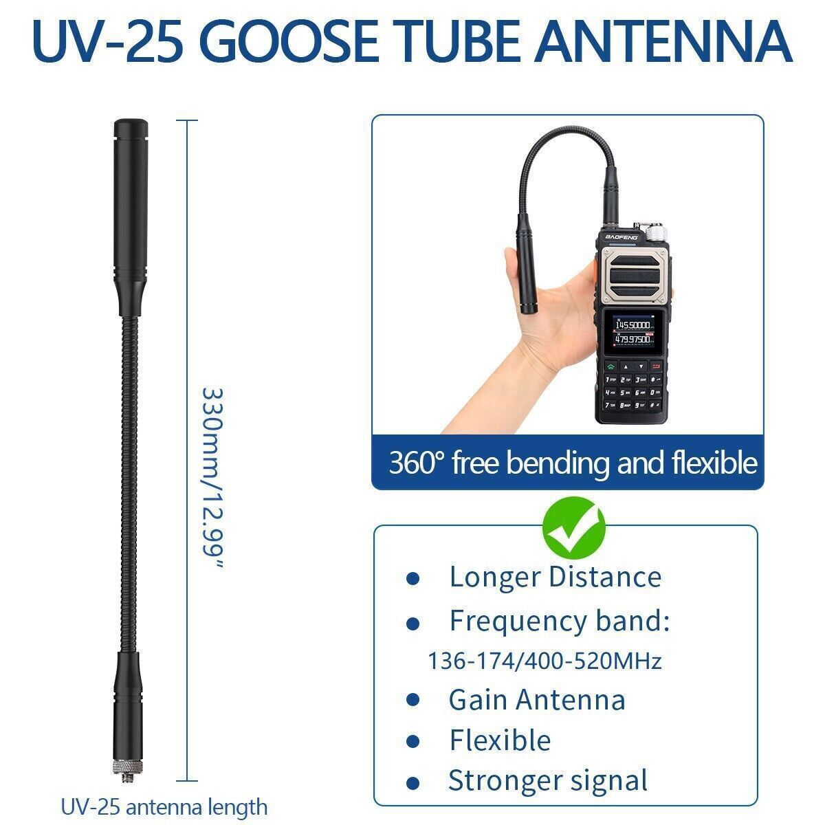 US Baofeng UV25 Walkie Talkie Long Range Tri-power Two Way Radio+48cm Antenna X2