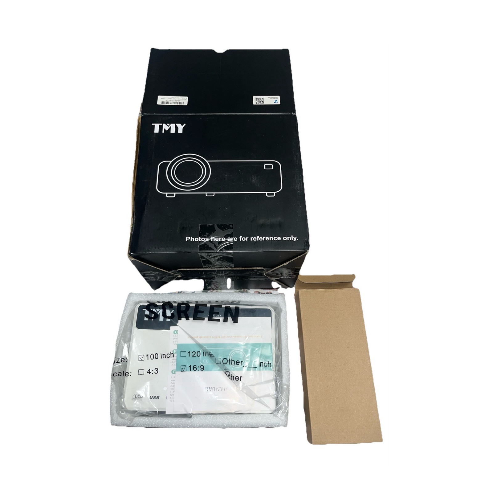 TMY V08 1080p LCD Projector 7500 Lumens HDMI/USB Built-in Speaker + Screen