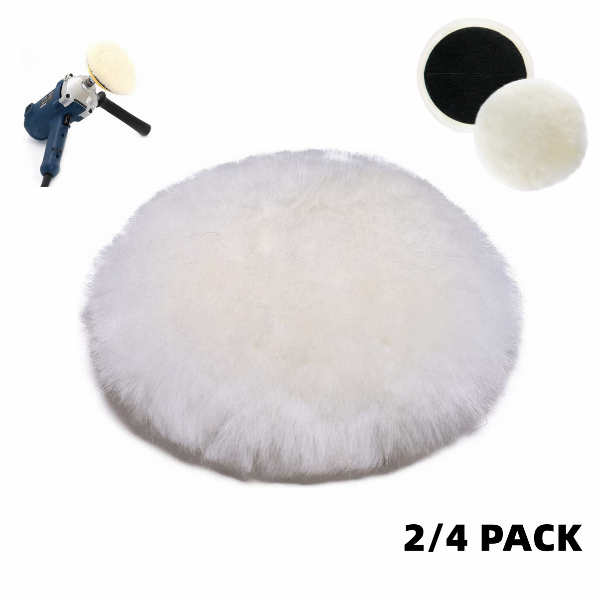 2/4 PACK 7 Inch Wool Buffing Pads Soft Car Buffer Backing Pads Polishing Wheels
