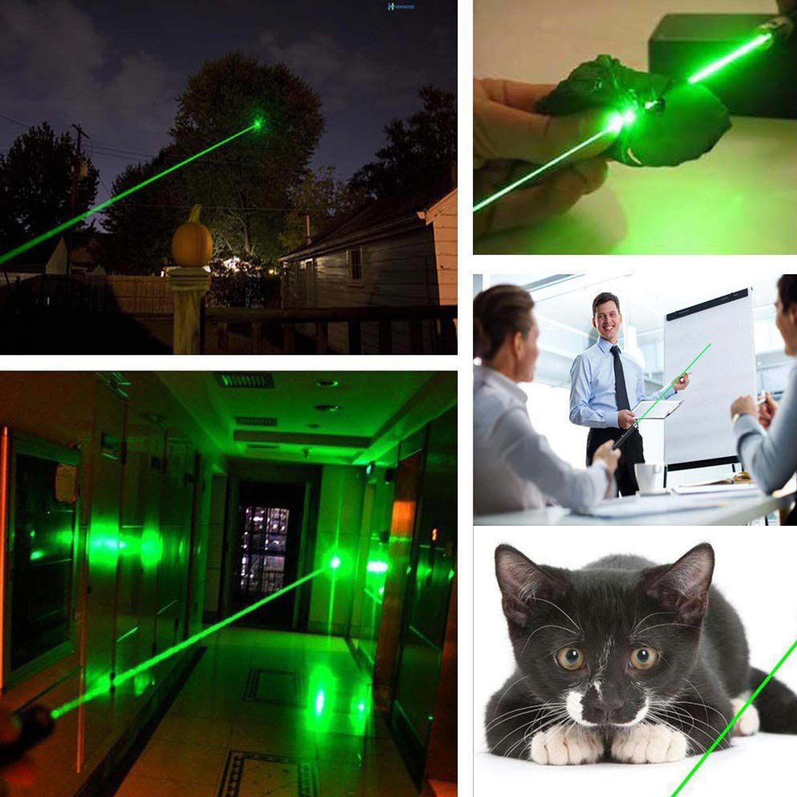 Rechargeable Flashlight Green LaserPointer Adjustable Focus Cat Toy Teacher Tool
