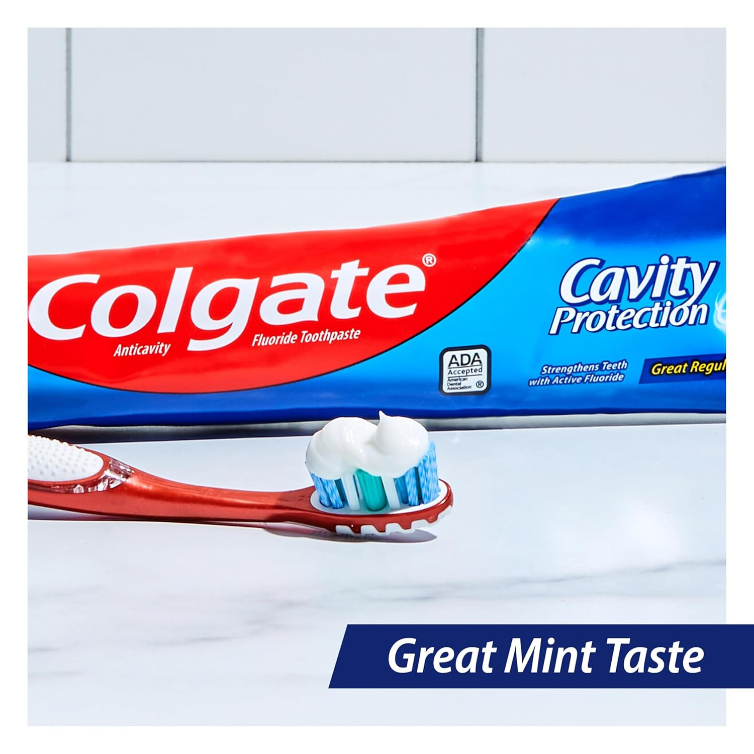 Colgate Cavity Protection Toothpaste with Fluoride, Minty Great Regular Flavor,