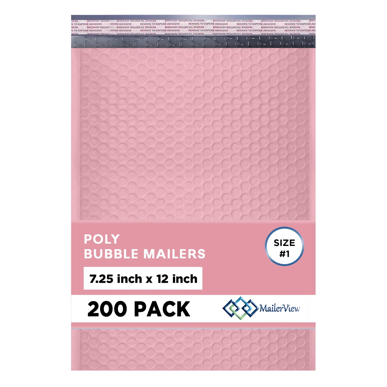 Light Pink Poly Bubble Mailers 7.25x12 inch #1 | Self Seal Padded Envelopes | Cu
