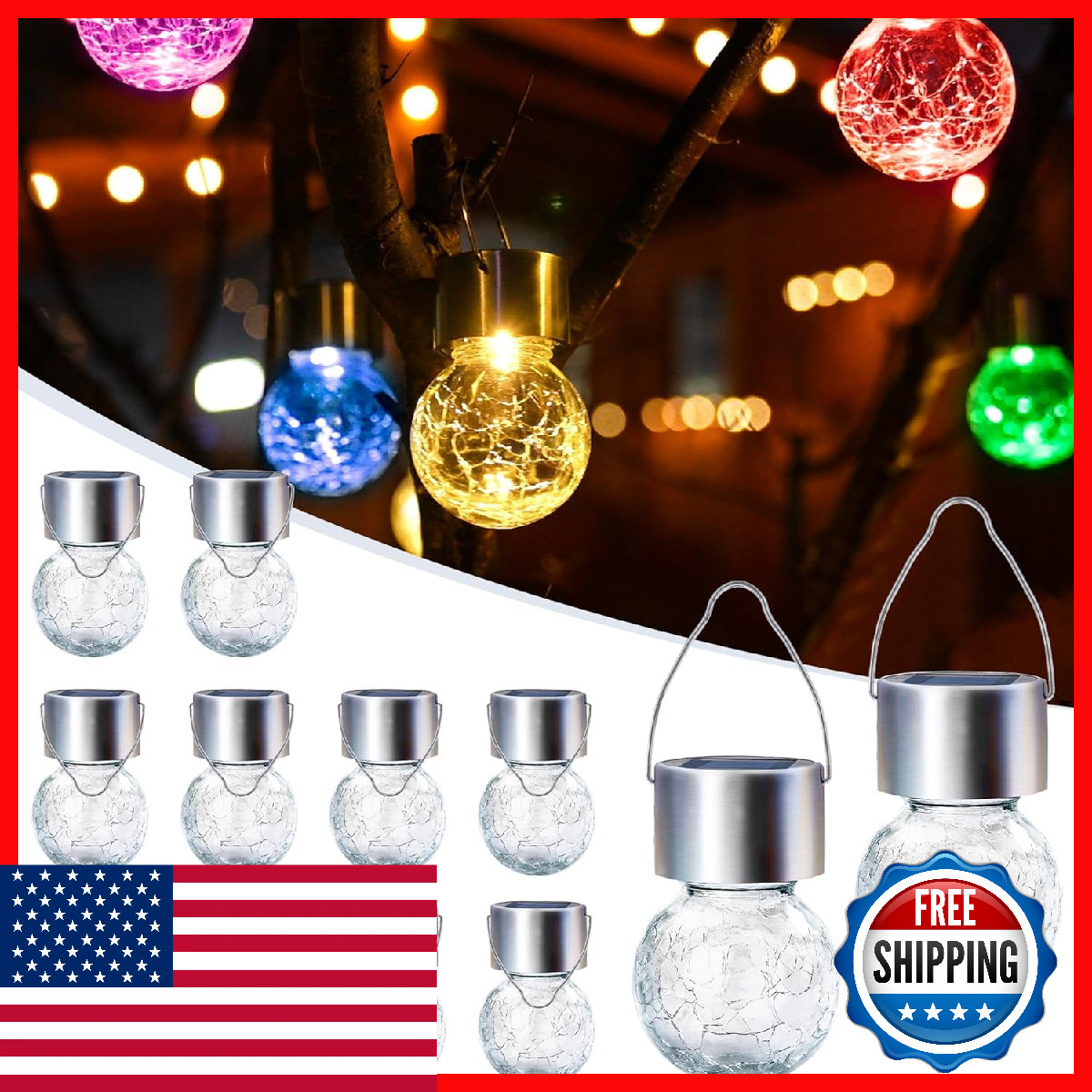 Gigalumi Solar Lights Outdoor Waterproof 12 Pack Solar Hanging Lights Garden
