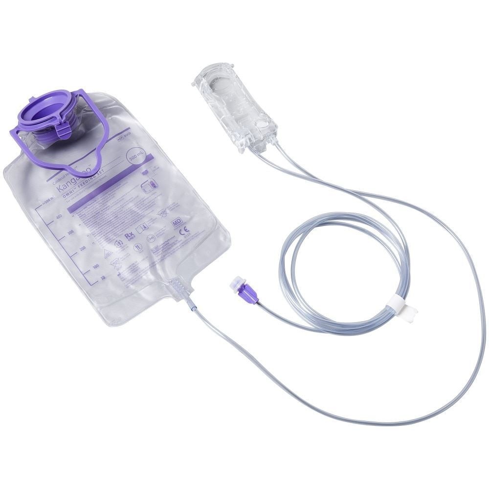 Kangaroo OMNI Feeding Set Flush Bag 1000mL Bag Set for OMNI Feeding Pump, 30 Ct