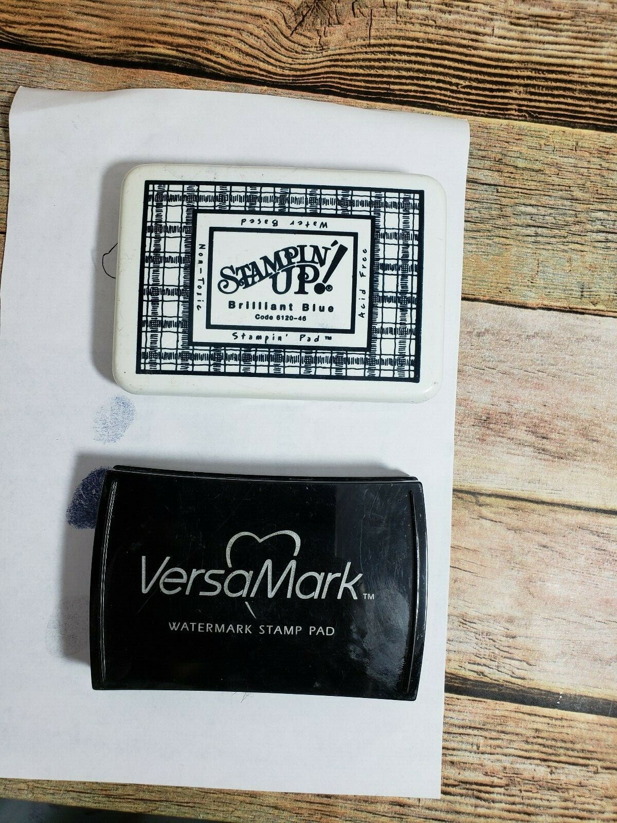 VersaMark Watermark stamp pad & Stampin' up Water Based Stamp Pad Brilliant Blue