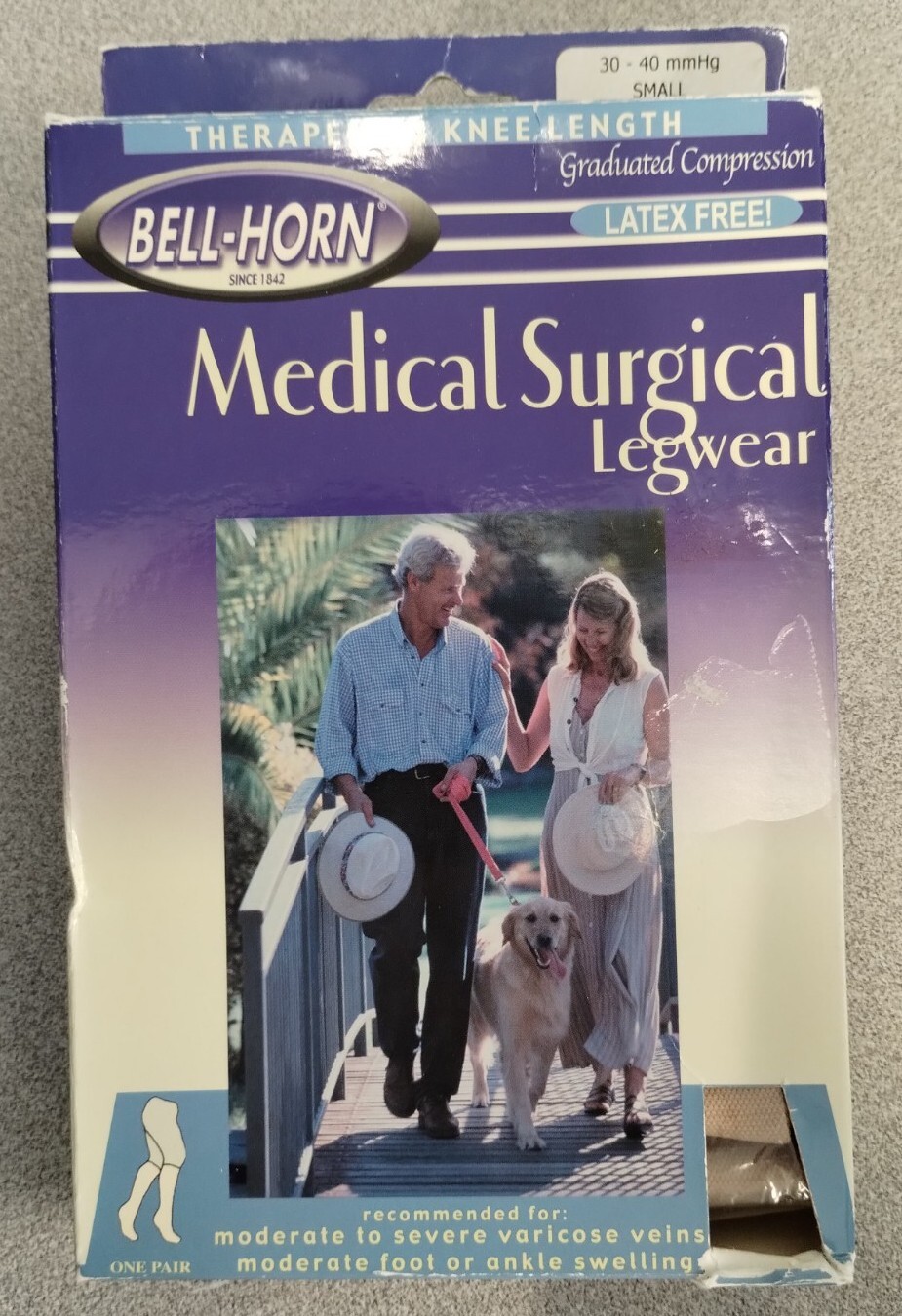 BELL-HORN 30-40 mmHg Knee Length Open Toe Compression Sock size Small Beige  NEW