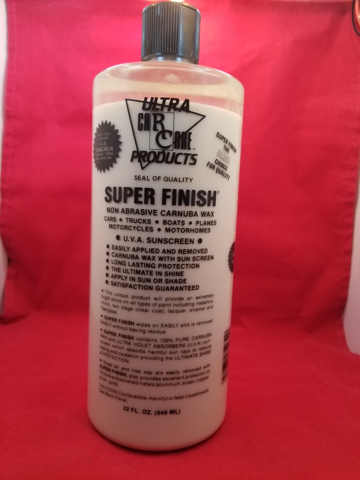 Super Finish Car Wax by Ultra Car Care Products 32oz Carnuba Wax