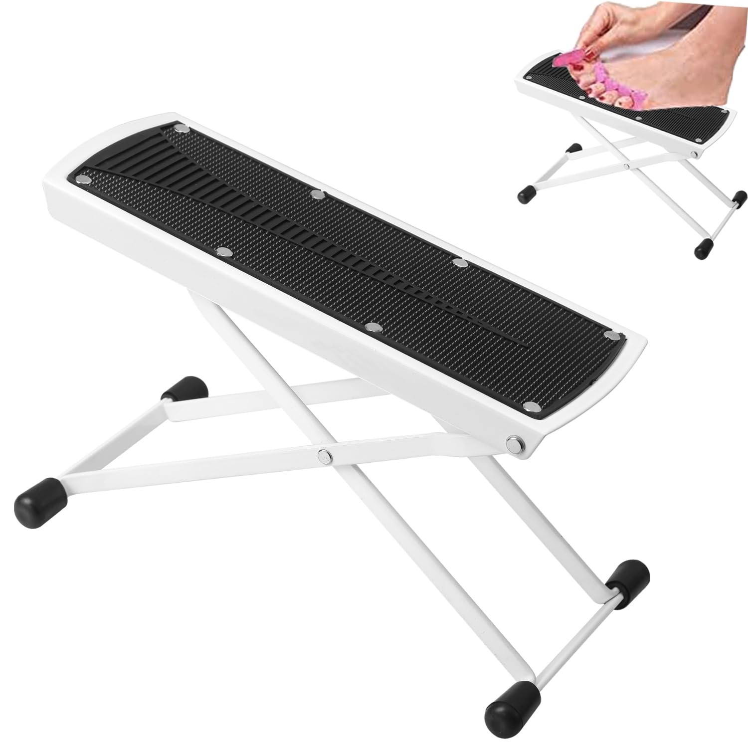 Foldable Pedicure Foot Rest, 6 Heights Adjustable, 220 Lbs Capacity - Non-Slip
