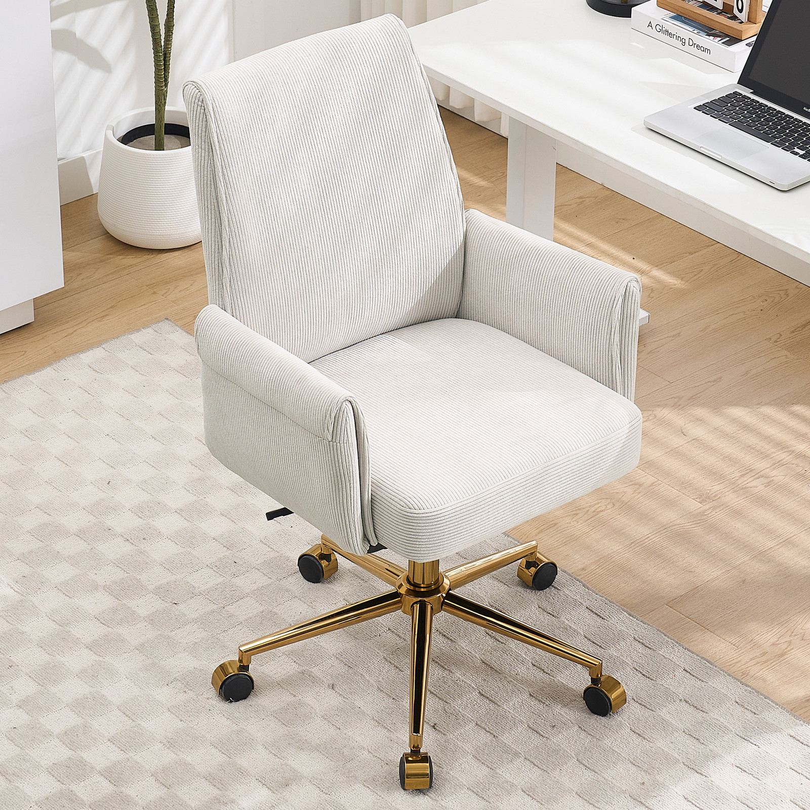 Mid-Back Liftable Office Chair Ergonomics for Working Studying or Relaxing White