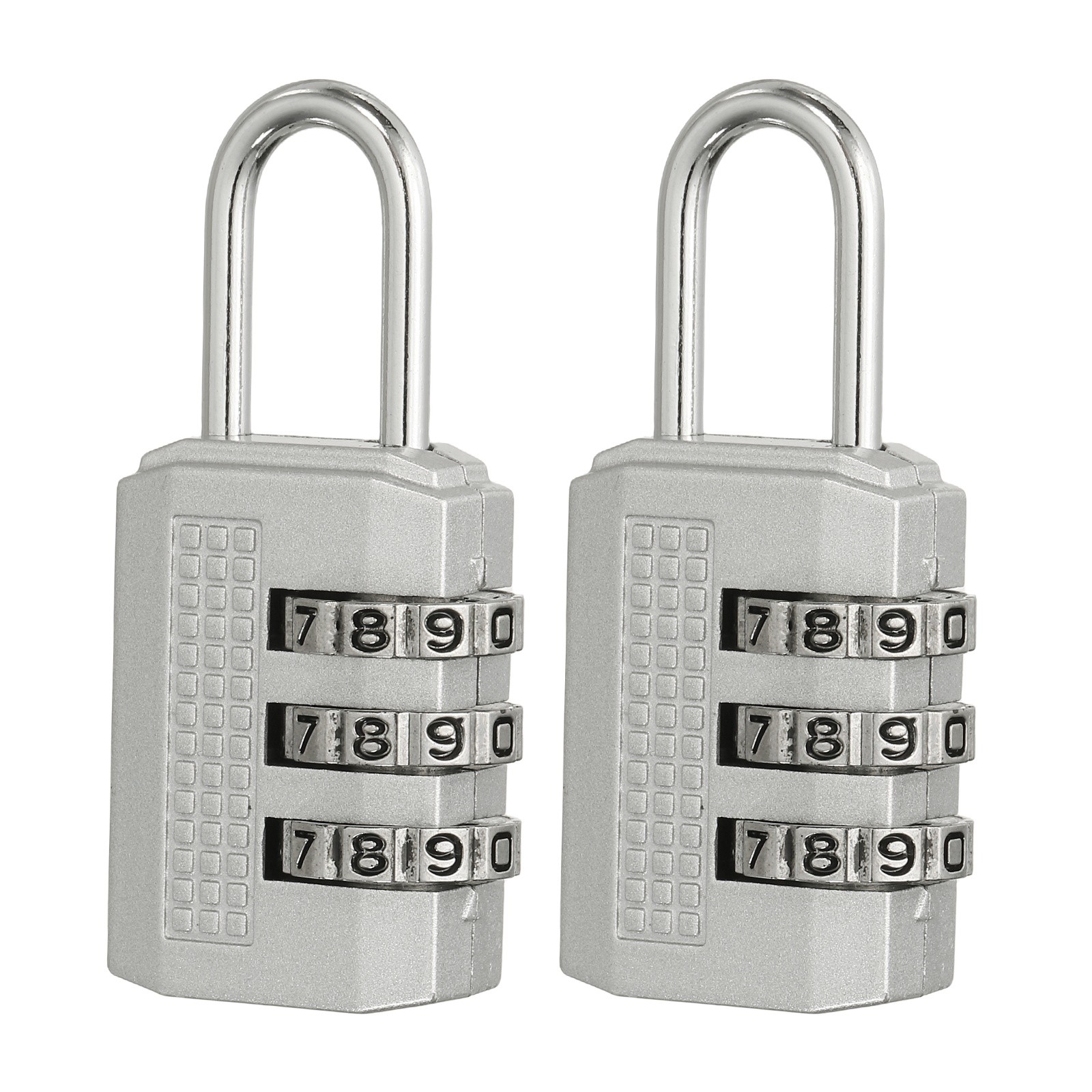 Combination Padlock (Small, Silver)(2 Pcs), 3-Digit Shackle Code Locks