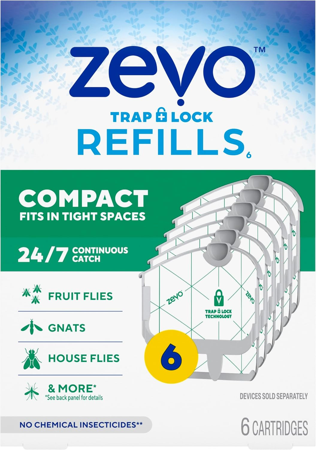 Flying Insect Trap Official Refill Cartridges - Fits Zevo Compact & Plant Indoor