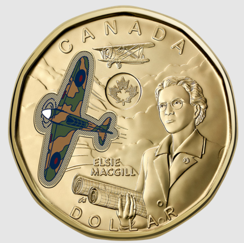 2023 Canada Loonie - Elsie MacGill COLOURED $1 - fresh from new mint roll