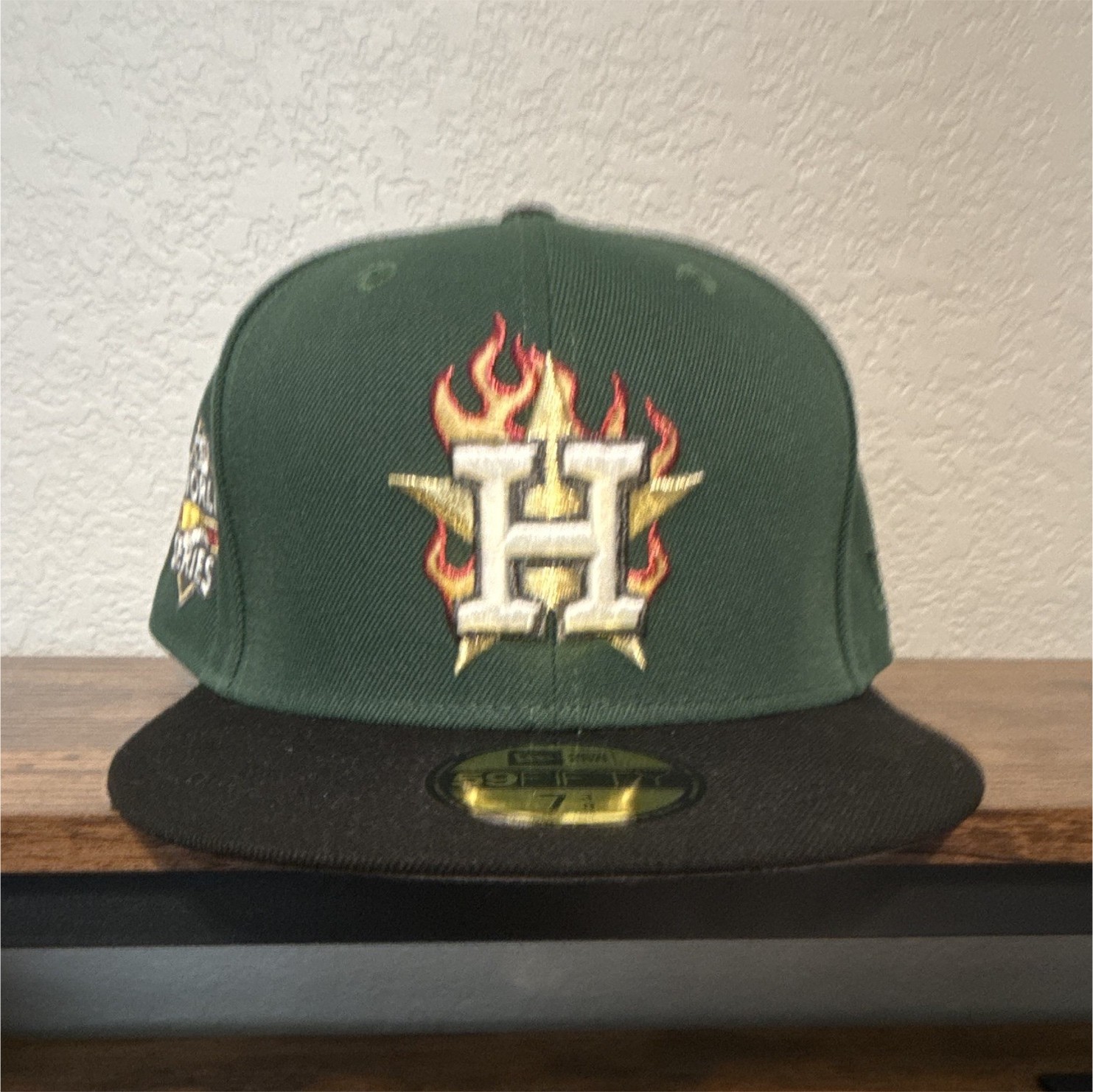Houston Astros Green Black Fitted Cap Hat WS Patch 7 3/8