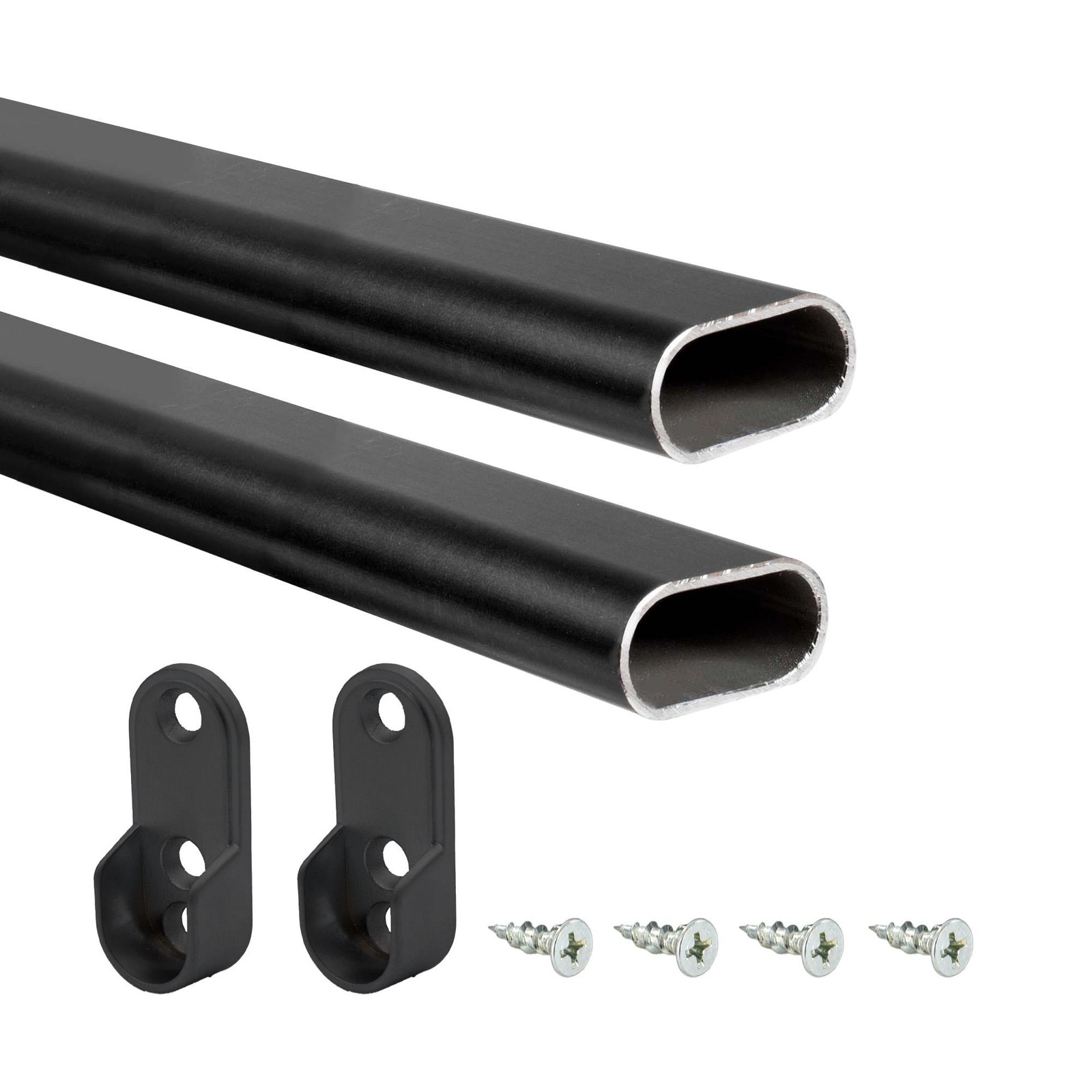 Outwater Alum Oval Closet Rod Kit 1-3/16"x19/32" Profile - Color and Size