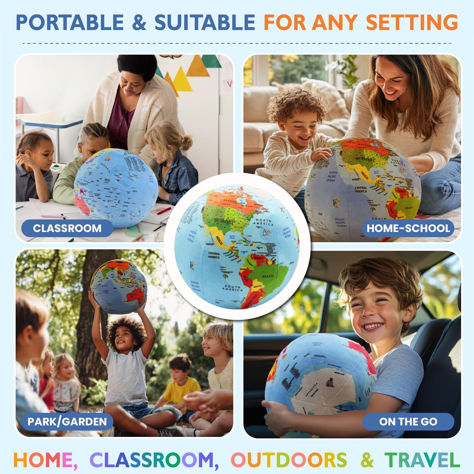 OneZa 12” Soft World Globe for Kids | Fun & Educational, Playfully Colored wi...