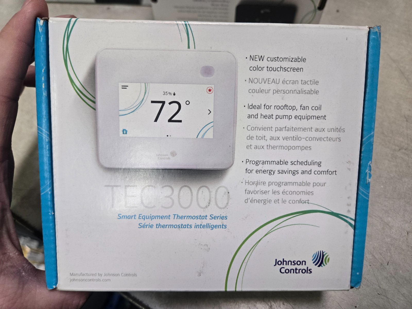 Thermostat Controller Johnson Controls HVAC Smart White TEC3000 TEC3622-14-000